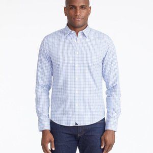 UNTUCKit Mens Button Up Long Sleeve Blue Check Plaid Shirt Wrinkle Free XL Tall